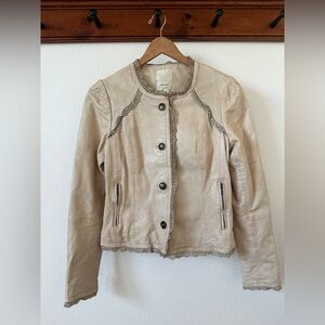 Beige Women's Leather Jacket